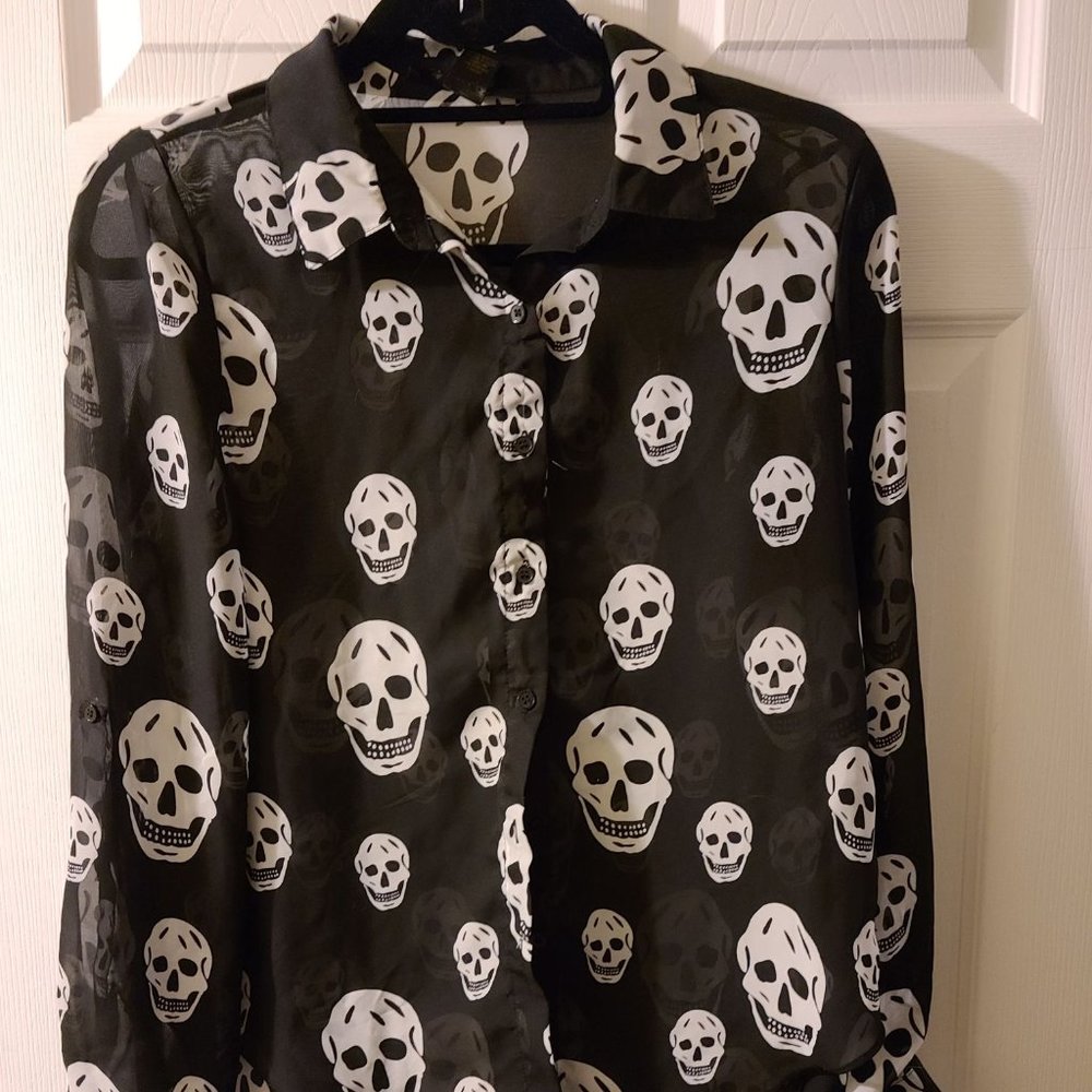 Sheer skull print blouse